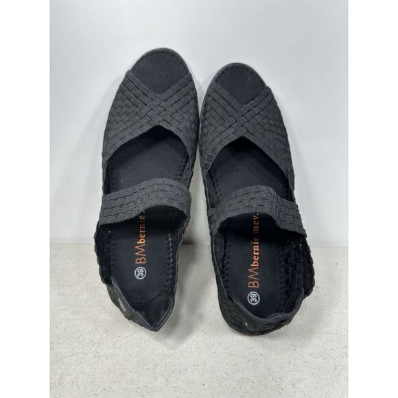 Bernie Mev Pull-On Mary Jane Mid Wedges Black 39-8 - Picture 6 of 7